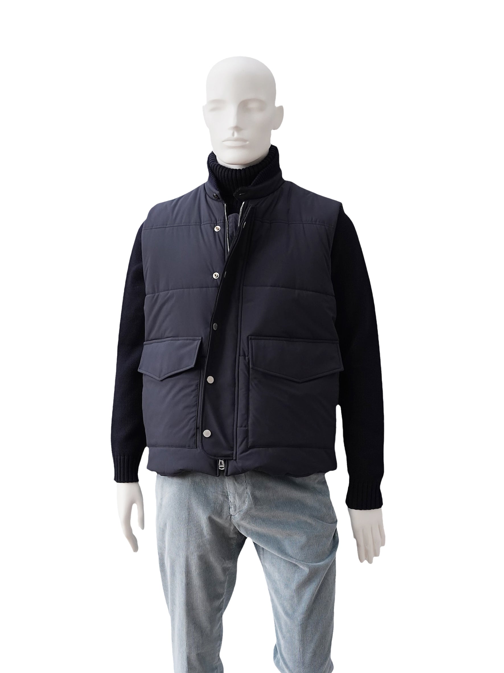 Dunkelblaue Daunenweste